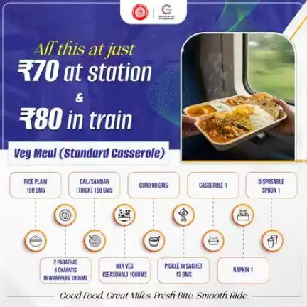 Enjoy wholesome, pocket-friendly Veg meal (Standard Casserole) whether you’re on the move or waiting at the station.
#railminindia