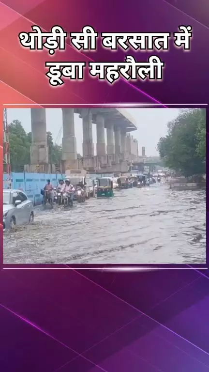 महरौली: चंद मिनटों की बारिश ने मेहरौली को किया जलमग्न, सड़कें पानी से लबालब भरीं