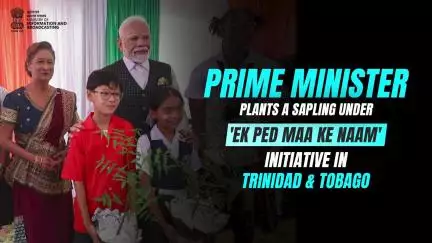 PM Narendra Modi and his Trinidad and Tobago counterpart planted a sapling in Port of Spain.