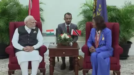 प्रधानमंत्री नरेन्द्र मोदी ने पोर्ट ऑफ स्पेन में त्रिनिदाद और टोबैगो की राष्ट्रपति क्रिस्टीन कार्ला कंगालू से मुलाकात की