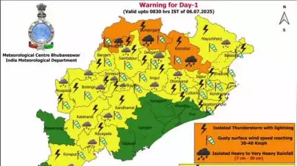 ସଦର: ଆସନ୍ତାକାଲି ପାଇଁ କଳାହାଣ୍ଡି ଜିଲ୍ଲାକୁ ଝଡ଼ବର୍ଷା, ଝଡ଼ତୋଫାନ ଏବଂ ପ୍ରବଳ ବର୍ଷାର ସତର୍କତା ନେଇ ୟେଲୋ ୱାର୍ଣ୍ଣି ଜାରି