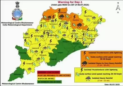 ନୂଆପଡା: କାଳ ବୈଶାଖୀକୁ ଦୃଷ୍ଟିରେ ରଖି ଆସନ୍ତାକାଲି ସକାଳ ୮.୩୦ ଯାଏଁ ନୂଆପଡ଼ା ଜିଲ୍ଲାକୁ ୟଲୋ ୱାର୍ଣିଂ ଜାରି କଲା ପାଣିପାଗ ବିଭାଗ