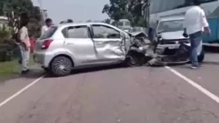 अम्ब: कुठियाड़ी में तीन वाहनों के बीच हुई टक्कर, एक व्यक्ति घायल