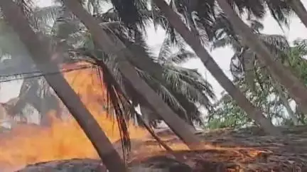 కామనగరువు జంగంపాలెంలో అగ్ని ప్రమాదం, తాటాకు ఇళ్ళు దగ్దం