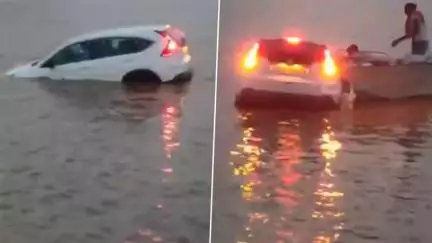 बिहार के पटना में तेज रफ्तार कार गंगा नदी में गिरी, कार सवार दंपति को नाविकों ने बचाया
