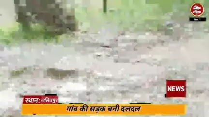 ललितपुर की सड़क बनी दलदल ललितपुर जिले के दावनी गांव