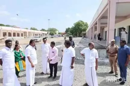 அரியலூர்: நகர்பகுதியில் கட்டப்பட்டு வரும் புதிய பேருந்து நிலைய கட்டுமான பணிகளை, அமைச்சர்கள் ஆய்வு