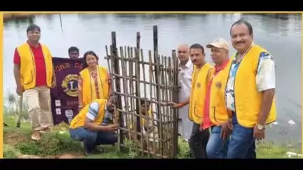 दुमका: लायंस क्लब दुमका संथाल परगना द्वारा महुआ दंगल छठ घाट पर पौधारोपण किया गया