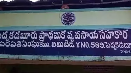 మంత్రాలయం: పెద్ద కడబూరు గ్రామంలో యూరియా కోసం సొసైటీ వద్ద భారీగా క్యూ కట్టిన రైతులు