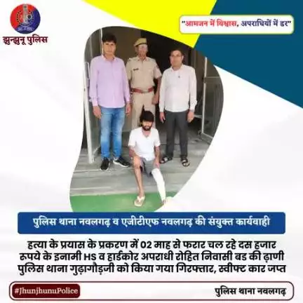 पुलिस थाना नवलगढ़ व एजीटीएफ नवलगढ़ की संयुक्त कार्यवाही #JhunjhunuPolice