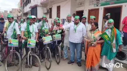मुंगेर: मतदाता जागरूकता को लेकर जदयू ने जिला कार्यालय से निकाली साइकिल रैली
