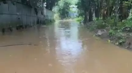 সাব্রুম: দুই দিনের বৃস্টিতে নবীনপাড়া রাস্তায় হাঁটু জল,যাতায়াতের সমস্যা মানুষের #jansamasya
