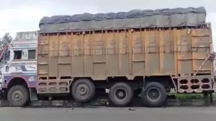 छपारा: नेशनल हाईवे 44 के बंजारी घाटी के पास गड्ढों से ट्रक दुर्घटनाग्रस्त, ड्राइवर बाल-बाल बचा