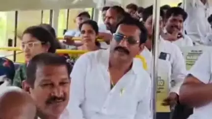 రావులపాలెం లో ఆర్టీసీ బస్సు ఎక్కిన మాజీ ఎమ్మెల్యే, ఉచిత బస్సు ప్రయాణం ఏమైందంటూ ఎద్దేవా