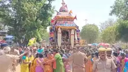 இராஜபாளையம்: மாயூரநாதர் சுவாமி திருக்கோவிலில் ஆணிப்பெருந் திருவிழாவை முன்னிட்டு தேரோட்டம் நடைபெற்றது