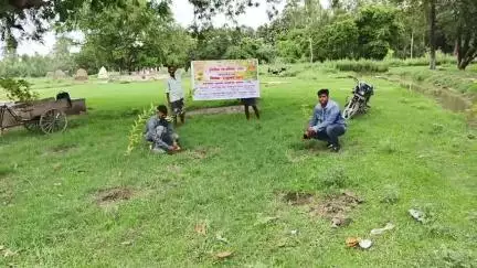 ग्राम पंचायत थानगांव में आज लेखापाल जी ने लगवाए पौधे।