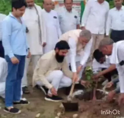 बेहट: भाजपा पूर्व विधायक ने कोठड़ी बहलोलपुर में 'मां के नाम' योजना के अंतर्गत किया वृक्षारोपण