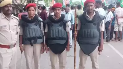 चेवाड़ा: चेवाड़ा में बिहार बंद के मद्देनज़र विधि-व्यवस्था बनाए रखने के लिए पुलिस प्रशासन रहा मुस्तैद
