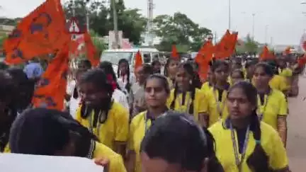 వెంకటాపురం: జిల్లా కేంద్రంలో ఘనంగా ABVP 77వ ఆవిర్భావ వేడుకలు, ర్యాలీ నిర్వహించిన విద్యార్థులు