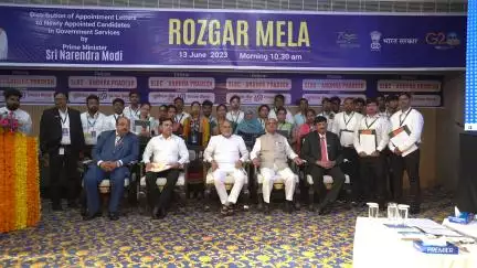 Photo taken for selected candidates #RozgarMela program on 13 June 2023 at Vijayawada, SLBC-Union Bank of India