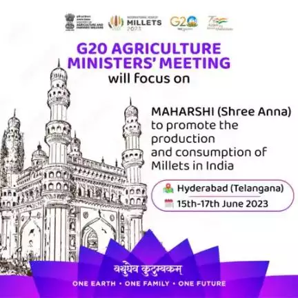 The upcoming #G20 Agriculture Ministers' Meeting in Hyderabad from June 15th to 17th, 2023, will center its attention on #MAHARASHI (#shreeanna), an initiative aimed at promoting the production and consumption of #millets in India.