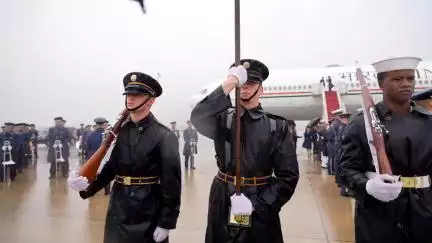 PM Narendra Modi was accorded a ceremonial welcome and guard of honour at Joint Base Andrews airport in Washington DC