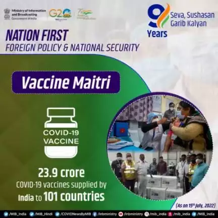 #VaccineMaitri: India's lifeline to the world

23.9 cr #COVID19 vaccines supplied by India

#9YearsOfSeva