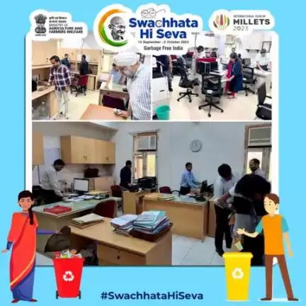 As part of the #SwachtaHiSeva campaign, a robust cleanliness drive has commenced at Krishi Bhawan to promote 'Shramdaan' activities and 'Jan Andolan' or people's movement." 

#GarbageFreeIndia #SwachhataBhiSwasthyaBhi