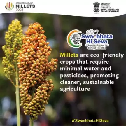 Millets will be an active focus of the DA&FW during the upcoming week for the Swachhata Hi Seva campaign, with an emphasis on the theme ‘Swachhata bhi Swasthya bhi’ 
#GarbageFreeIndia #SwachtaHiSeva 
#SwachhataBhiSwasthyaBhi #IYM2023