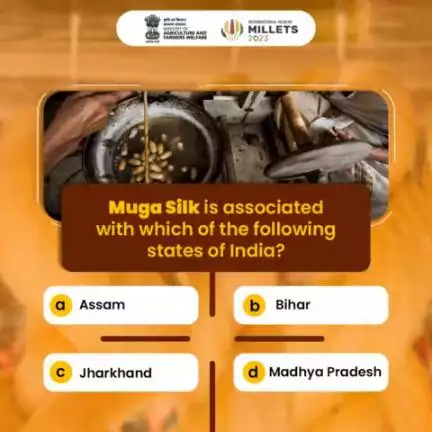 Come & join us for an exciting round of Agri Quiz! 
.
'Muga Silk' is associated with which of the following states of India? Share your answer in the comment section.
#agrigoi #mugasilk #silk #agriculture #agriquiz