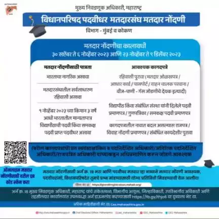 ऑनलाइन मतदार नोंदणीसाठी दुवा : 
https://gterollregistration.mahait.org/

#ecisveep #eci #ceo #ceomaharashtra #graduate