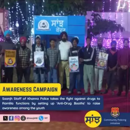 Saanjh Staff of Khanna Police joins Ramlila festivities with a powerful message! 'Anti-Drug booths' are here to shine a light on the importance of good habits and keep our youth drug-free. #SaanjhShakti181