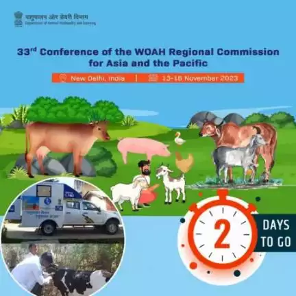 Only 2 days remaining until the conference begins.33rd WOAH Regional Commission Conference, India extends a warm welcome to all participants. The conference will be held in New Delhi from 13th to 16th November 2023. 🌿🐮 #AnimalHealth #Live