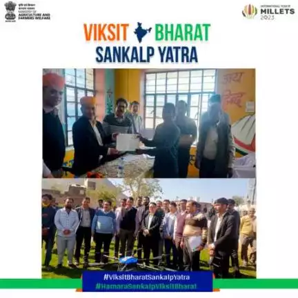 #ViksitBharatSanklapYatra steering the progressive journey by reaching far-flung areas to disseminate information about flagship schemes of govt. The campaign reached Veervada GP, Jodhpur, Rajasthan.