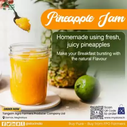 With all goodness of juicy, fresh, delicious pineapples, this homemade  jam is brought to you by #FPO farmers. Spread on breads, eat & feel the real taste😋